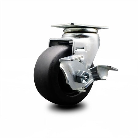 Service Caster 4 Inch Polyolefin Swivel Caster with Roller Bearing and Brake SCC SCC-20S420-POR-TLB